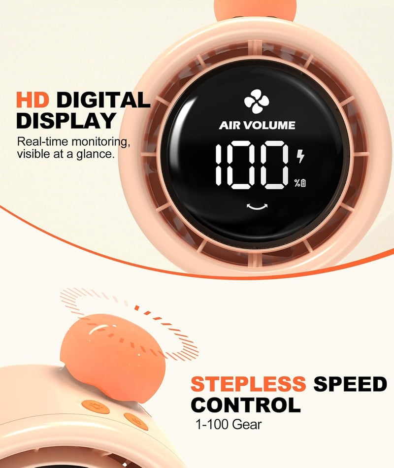 TRELC Baby Stroller Fan Large, Oscillating Turbo Portable Desk Fan Ultra Quiet with LED Display & Night Light, 1-100 Speeds, 3800mA Rechargeable Cooling Bladeless Fan for Office, Home, Crib (Orange) - Image 3